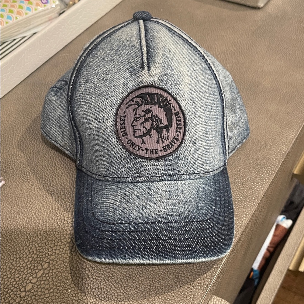 Diesel Gray Denim Cap with Logo